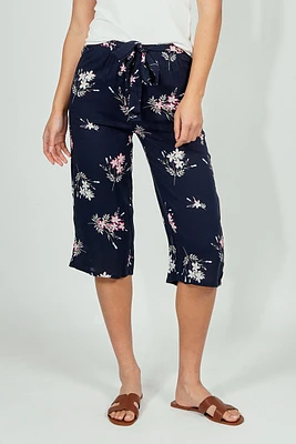 International INC Company Belted Floral Culotte Pants