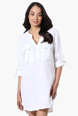 Impress Roll Up Sleeve Shirt Day Dress