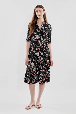 International INC Company Floral Tiered Henley Day Dress