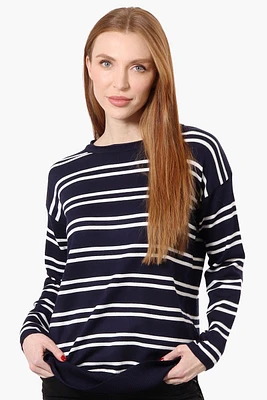 Beechers Brook Striped Round Neck Pullover Sweater