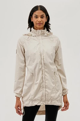 Canada Weather Gear Long Hooded Lightweight Jacket - Cream