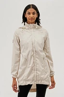Canada Weather Gear Long Hooded Lightweight Jacket - Cream