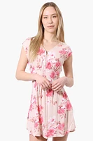 International INC Company Floral Smocked Waist Day Dress