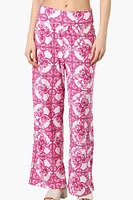 International INC Company Patterned Fold Over Palazzo Pants - Pink