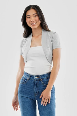 Beechers Brook Short Sleeve Open Front Shrug Cardigan