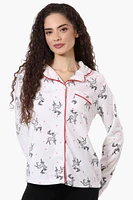 Canada Weather Gear Button Down Reindeer Pattern Pajama Top