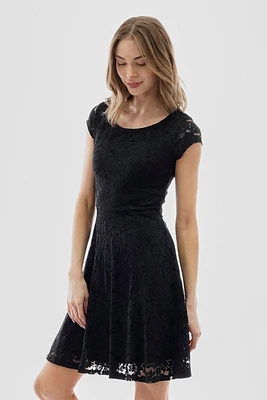 Costa Blanca Floral Lace Cap Sleeve Day Dress