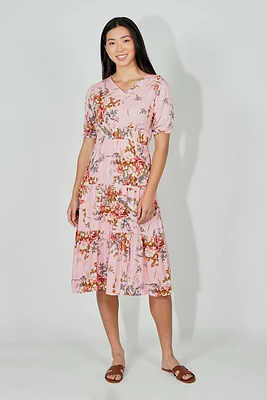 Limite Floral Smocked Tiered Maxi Dress - Pink