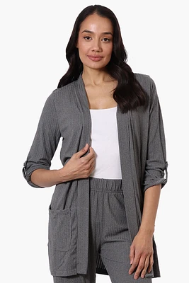 Majora Ribbed Roll Up Sleeve Wrap Cardigan