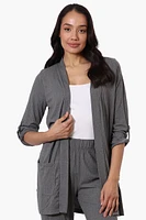 Majora Ribbed Roll Up Sleeve Wrap Cardigan