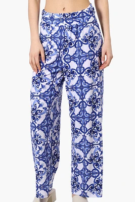 International INC Company Patterned Fold Over Palazzo Pants