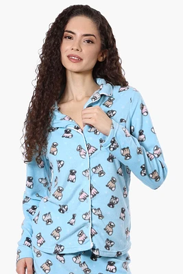 Canada Weather Gear Pug Pattern Button Down Pajama Top