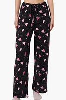 Canada Weather Gear Martini Pattern Wide Leg Pajama Pants