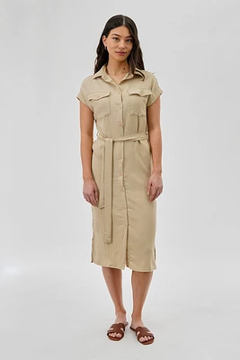 Stylexchange Vintage Belted Button Up Midi Dress
