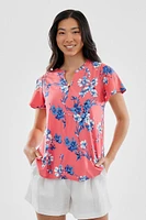 International INC Company Floral Single Button Blouse - Pink