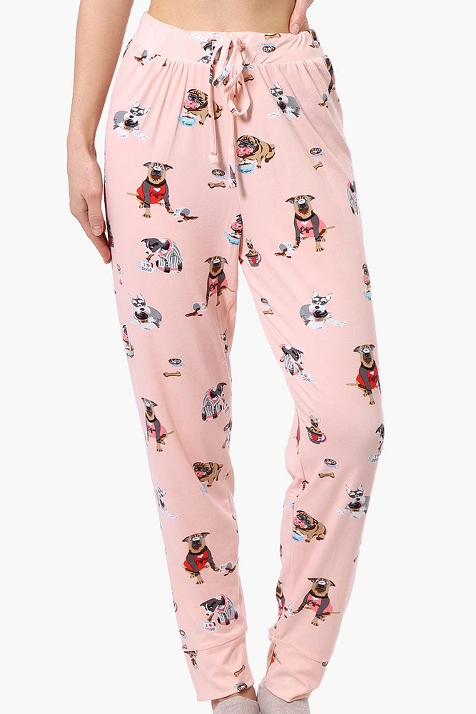 Canada Weather Gear Dog Pattern Tie Waist Pajama Pants