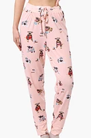 Canada Weather Gear Dog Pattern Tie Waist Pajama Pants