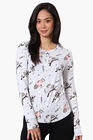 Canada Weather Gear Sloth Pattern Henley Pajama Top