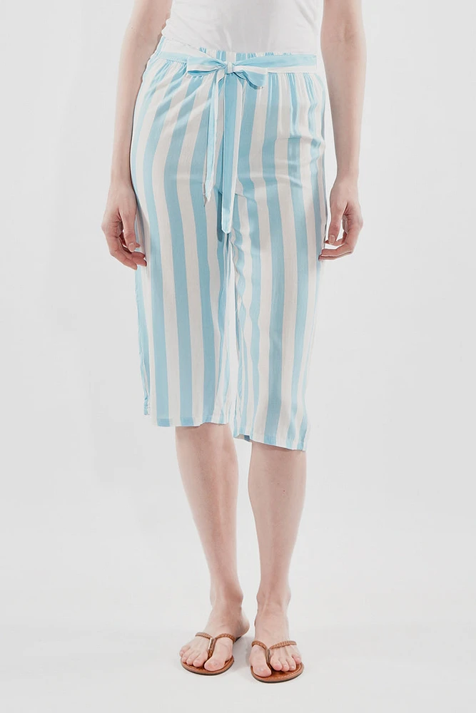 Stylexchange Striped Belted Culotte Pants