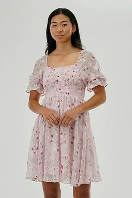 Beechers Brook Floral Smocked Cocktail Dress