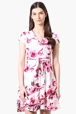 Beechers Brook Floral Belted Crossover Day Dress