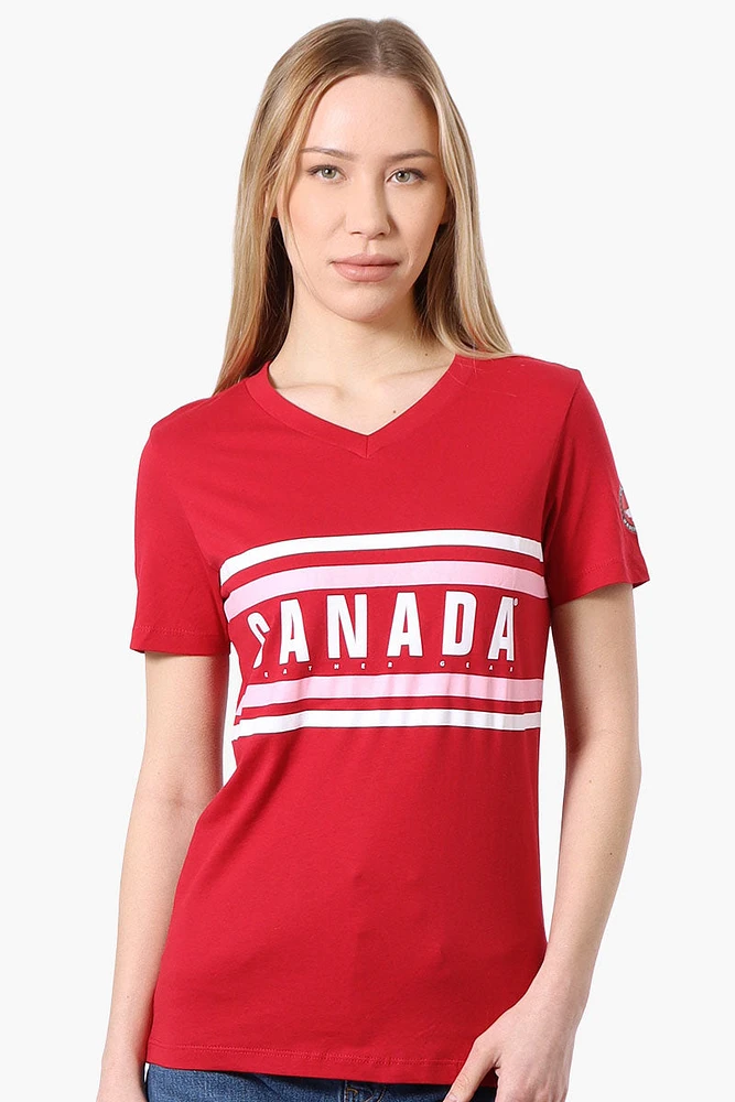 Canada Weather Gear Striped Chest Logo Print Tee