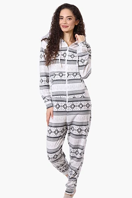 Canada Weather Gear Hooded Festive Pattern Fleece Onesie