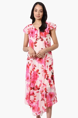 Limite Floral V-Neck Maxi Dress - Pink