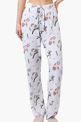 Canada Weather Gear Sloth Pattern Wide Leg Pajama Pants