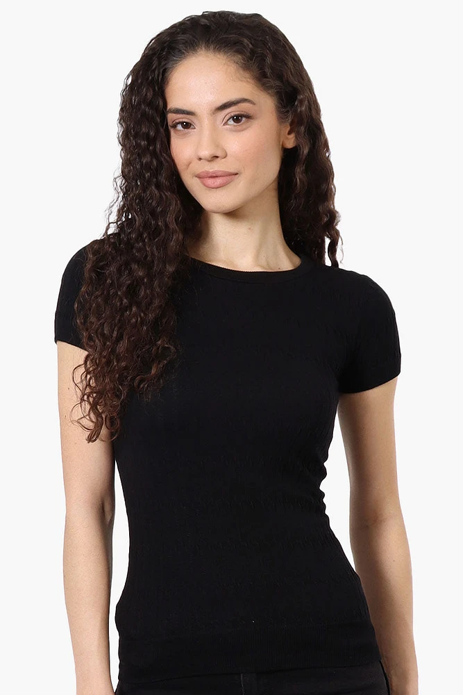 Magazine Ribbed Crew Neck Tee