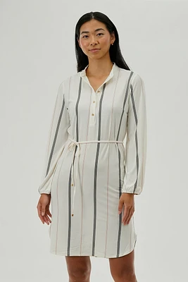 International INC Company Striped Long Sleeve Day Dress - White