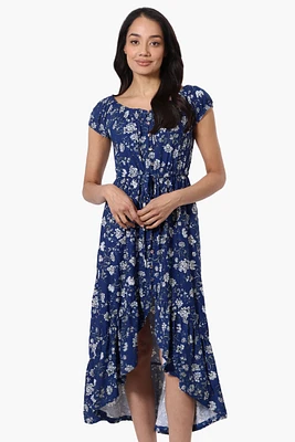 International INC Company Floral Ruffled Button Down Midi Dress
