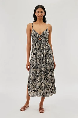 International INC Company Printed Cutout Maxi Dress - Black