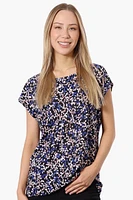 Impress Patterned Cap Sleeve Circle Neck Tee