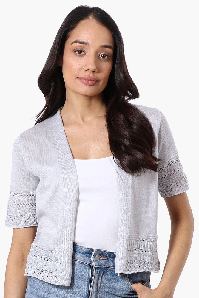 Beechers Brook Crochet Detail Open Shrug Cardigan