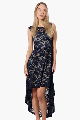 Limite Floral Lace High Low Prom Dress