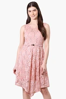 Limite Floral Lace Sequin Day Dress - Pink
