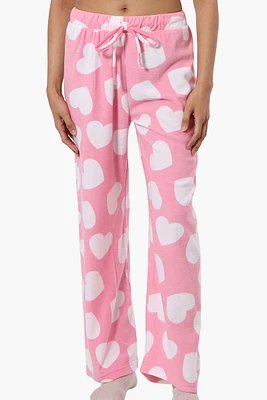 Canada Weather Gear Heart Pattern Wide Leg Pajama Pants - Pink