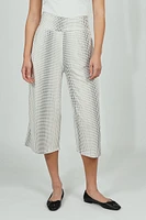 Beechers Brook Dotted Pattern Fold Over Cropped Pants - White
