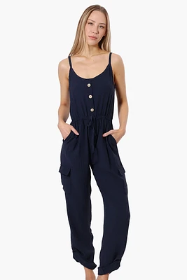 Urbanology Tie Waist Sleeveless Cargo Jumpsuit