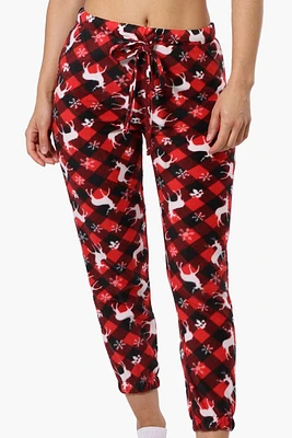 Canada Weather Gear Plaid Reindeer Pattern Fleece Pajama Bottoms