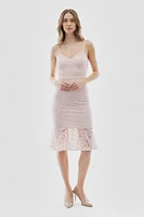 Costa Blanca Floral Lace Flounce Hem Cocktail Dress