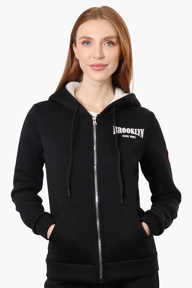 Fahrenheit Fleece Lined Brooklyn Print Hoodie