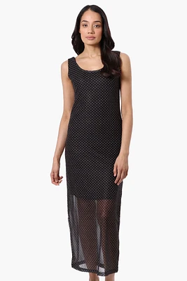Stylexchange Polka Dot Sheer Maxi Dress - Black