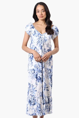 International INC Company Floral Smocked Back Maxi Dress - White