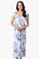International INC Company Floral Smocked Back Maxi Dress - White