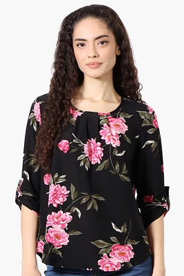Beechers Brook Floral Roll Up Sleeve Blouse