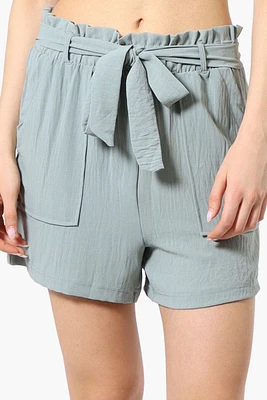 Urbanology Solid Belted Shorts - Mint