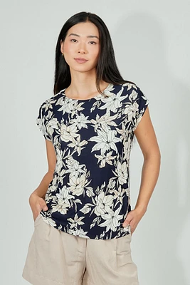 Beechers Brook Floral Circle Neck Tee