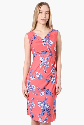 International INC Company Floral Cowl Neck Day Dress - Pink